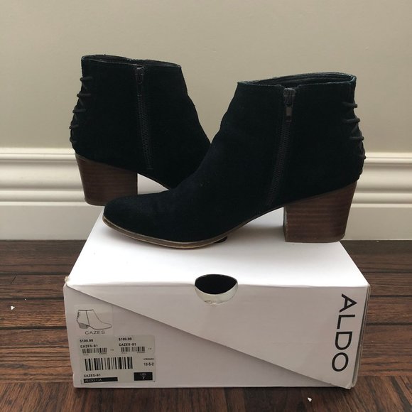 Aldo Black Suede Cazes Ankle Boots - Picture 5 of 6
